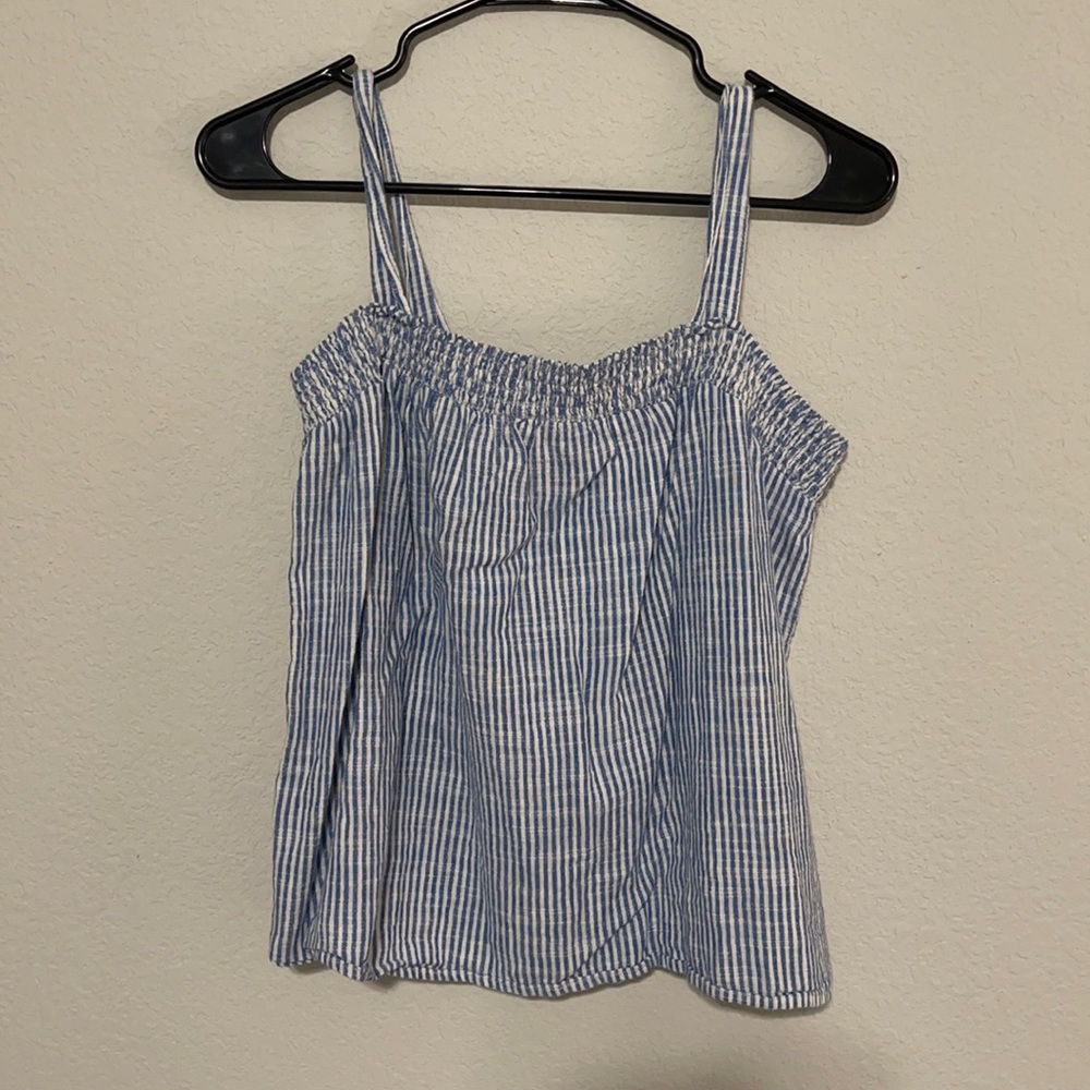 Blue and White Striped Tank Top